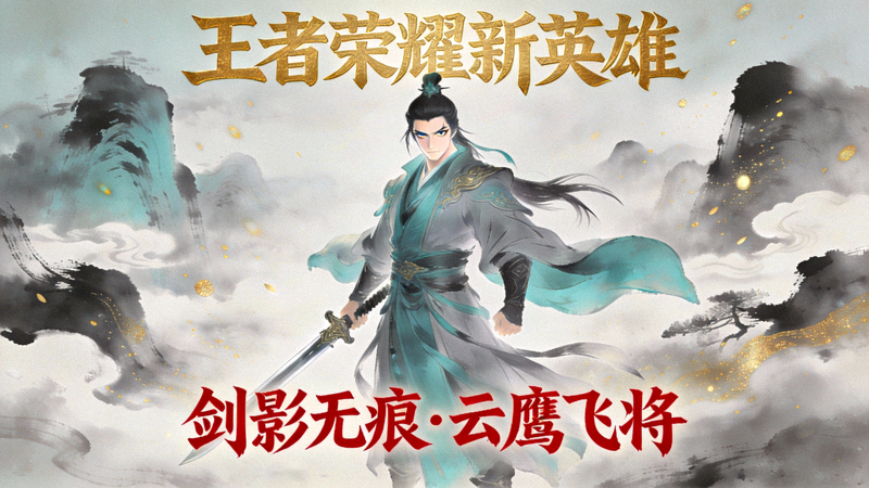 王者荣耀新英雄发布海报 - 一位古风剑客英雄的立绘
